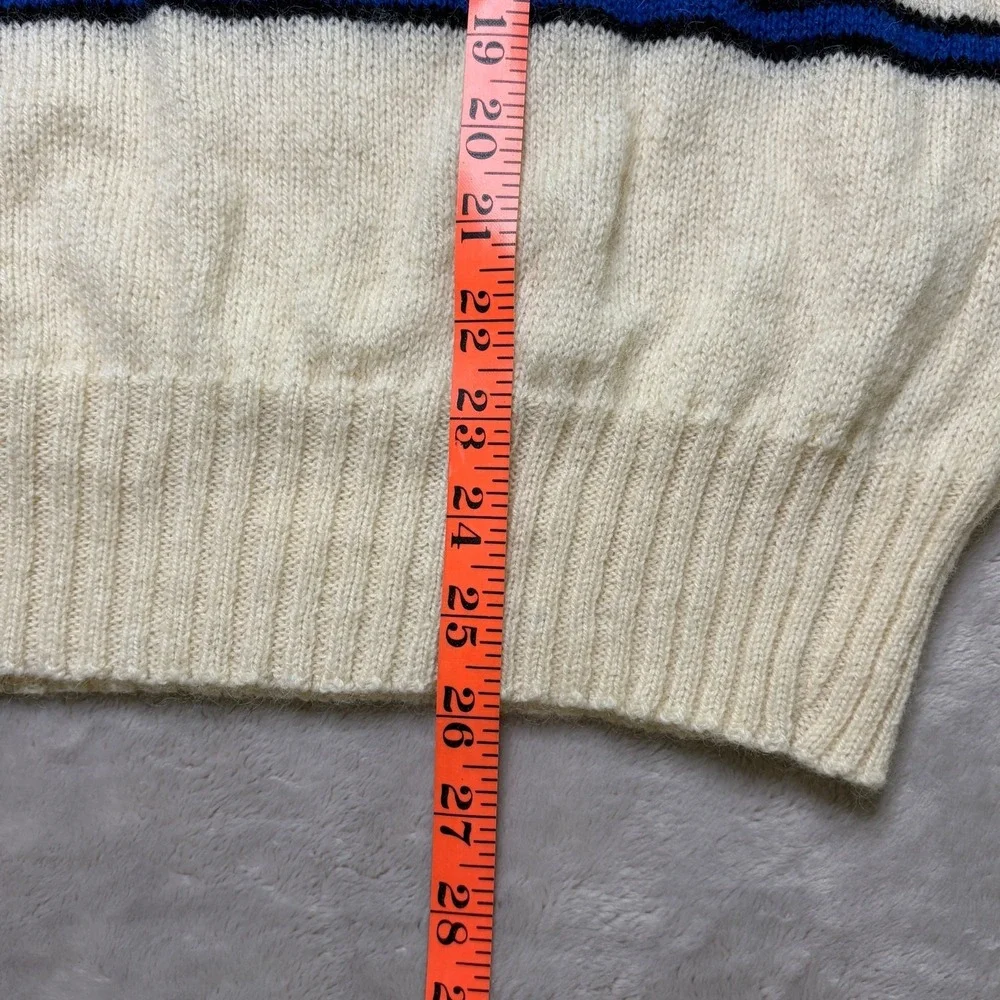 Vtg Puritan Shetland Wool Blend Sweater Size L Striped Crewneck Made in USA